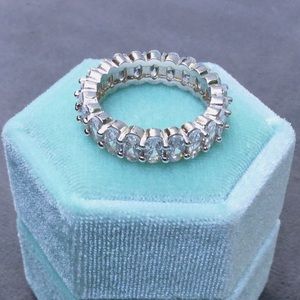 Silver Oval Cut CZ Stackable Eternity Ring